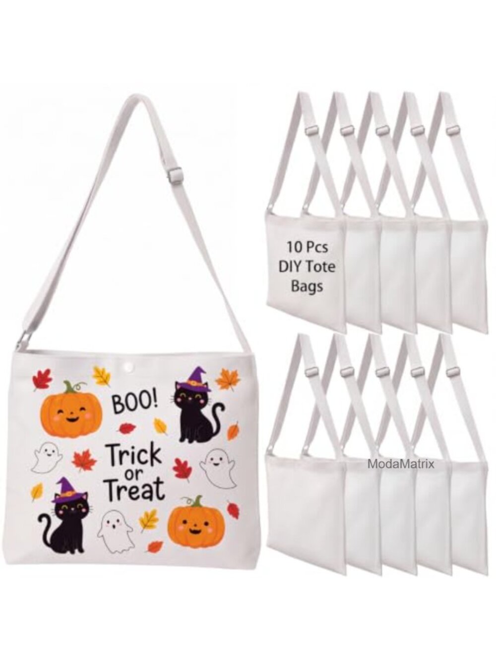 10 Pack Canvas Crossbody Tote Bags Adjustable Shoulder Strap 12x14 Lightweight